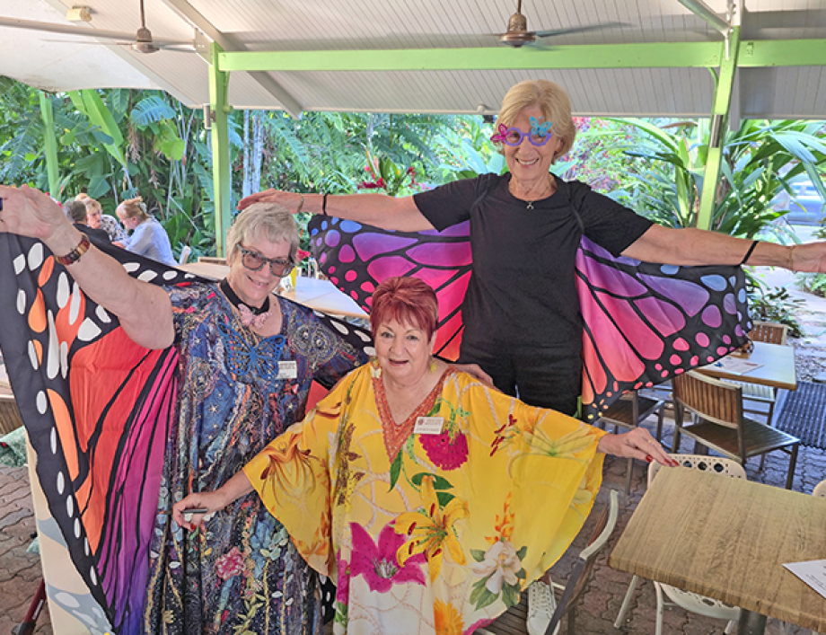 Ruth, Judy, and Dany at the Butterfly Morning tea at Cairns Botanic Garden